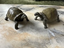 Pair Vintage Brass Tortoises – Mid Century Cast Metal Animal Figurines