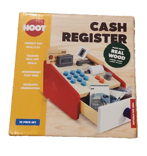 Hoot toy wooden cash - cash, register