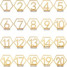 Wedding Table Numbers, 1-20 Acrylic Table Numbers with Holder Base