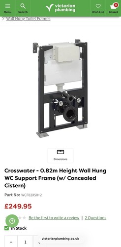Crosswater 82m height wall - -, 0.82m