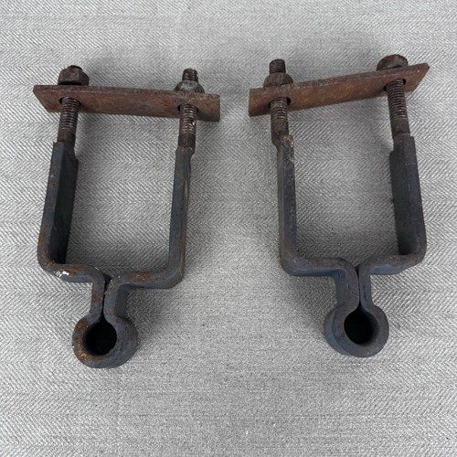 Vintage iron axle clamps - iron, pair