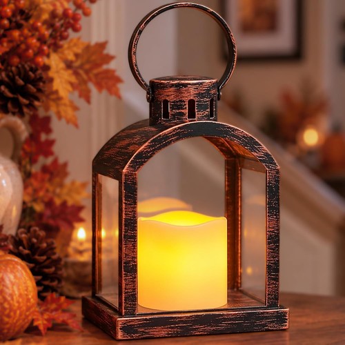 18cm bronze lantern led - led, candle