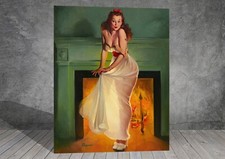 Gil Elvgren Fireplace Woman