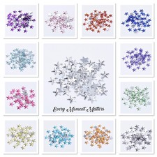 50 x ACRYLIC RHINESTONE FACETED STAR FLAT BACK 10mm EMBELLISHMENTS Various Cols