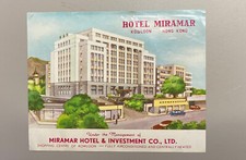 Vintage Luggage Label Hotel Miramar Kowloon Kong Kong Steamer Trunk