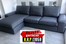 RRP:£1059 IKEA KIVIK TWO/THREE SEATER CHAISE LONGUE CORNER GREY SKIFEBO SOFA
