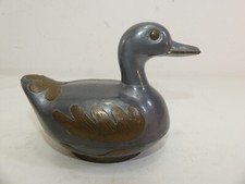 (ref288AC) Vintage Pewter and Brass Duck Trinket Box