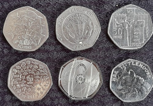 50p coins 1998 nhs - coins, x6