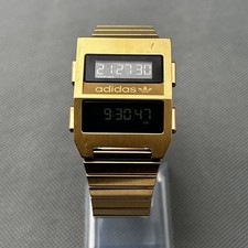 Adidas Gold Digital Watch Archive_M3 Backlight New Battery Stainless Steel RARE