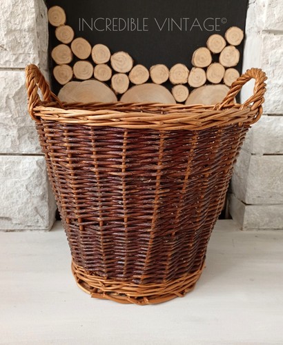 Vintage round wicker basket - vintage,