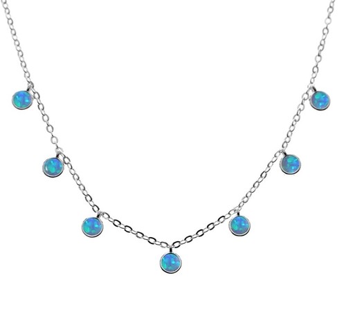 Blue opal pendant necklace