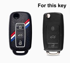 VW SKODA SEAT SILICONE COVER 3 BUTTON CASE FLIP KEY FOB