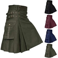 Solid Color Scottish Festival Men Kilt Medieval Skirt Suitable for Vacation