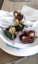  vintage Avon angel napkin rings holders in box 2red and 2green 