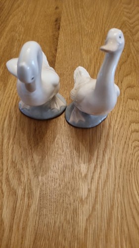 Nao lladro pair white geese - lladro,