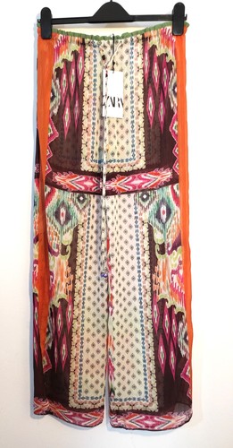 Zara printed palazzo trousers - zara,