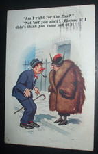 DONALD MCGILL Comic FUR COAT LADY BIG NOSE FEATHER HAT SHE CAME OUT OF THE ZOO