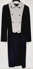 Vintage Midi Dress.Elle Londres.Black .Grey bib.Governess.Military.Wool crepe.10