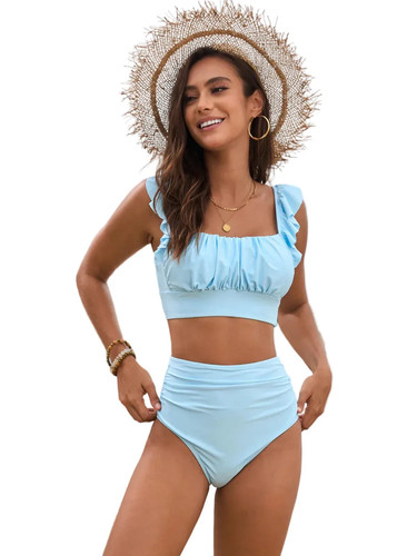Women high waist ruffle - high-waist,
