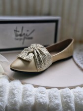 New gold sequin flat shoes