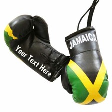 Personalised Jamaican Mini Boxing Gloves For Cars & Gifts Commemorative Boxing