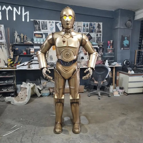 3po life size led - c-3po, statue