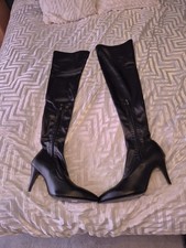 Black Leather Thigh Boots
