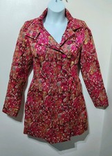 Usco bold pink jacquard pattern trench coat UK 12 animal print quirky unusual