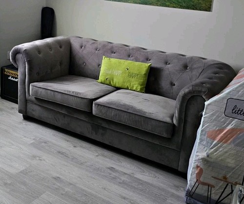 Grey velvet seater sofa bed - grey,