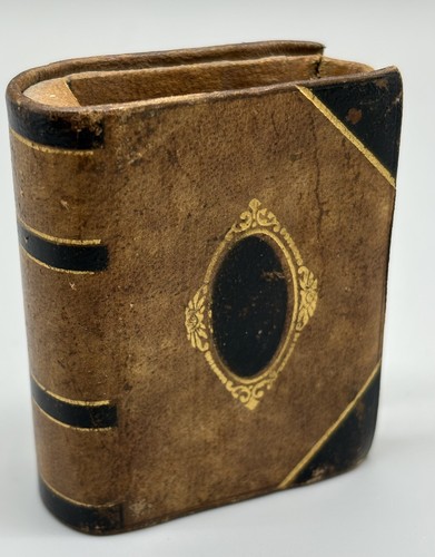 Antique leather matchbox book - leather,