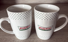 Krispy Kreme Doughnuts Spotted Mugs 2 x Large Coffee Mugs White Ceramic 2018