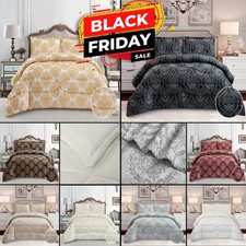 Bedspread Quilted Throw Comforter Floral Jacquard Bedding Set with Pillow Shams