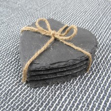 10 x 10cm Heart Natural Slate Coaster Drinks Mat for Engraver Wholesale Blanks