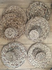 6 Round Woven Raffia Rattan