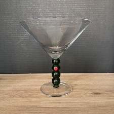 Vintage Artland GIANT MARTINI GLASS Handblown Green Olives Stem Vodka Gin Bar