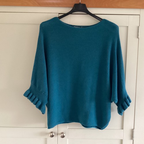 Italian frill sleeve teal fine - italian,