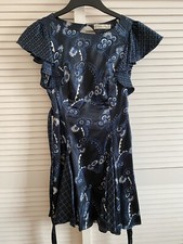 Celia Birtwell Topshop Blue 1940s Vintage Style Patterned UK 10 Floaty Tea Dress