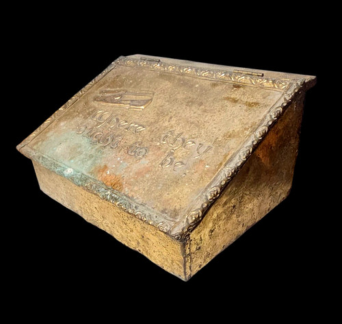 Antique brass slipper box - antique,