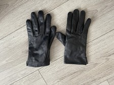 Avenue G Black Soft 100% Leather Driving wrist Gloves Fleecy Lining M/L