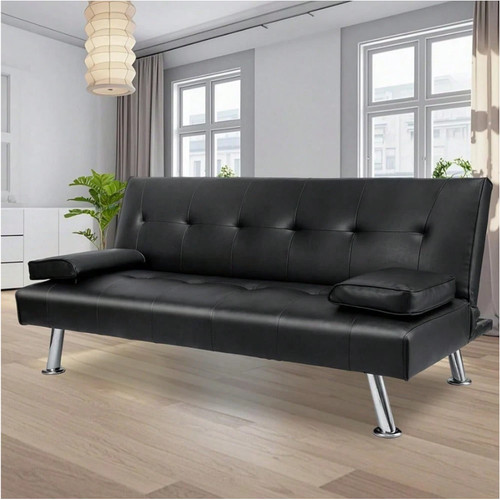 Seater faux leather sofa bed - seater,