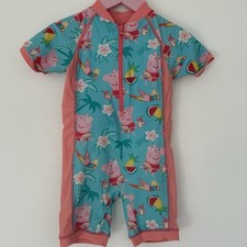 Peppa Pig Tropical Pattern Swimsuit Girls Swimming Costume Sleeves 12-18 months