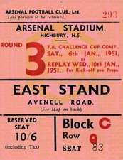 TICKET: Arsenal v Carlisle United (FA Cup) 1950/1951