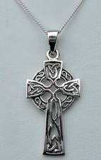  Sterling  Silver  (925)  Celtic  Cross  Pendant  ( 32  mm )   !!   Brand  New !