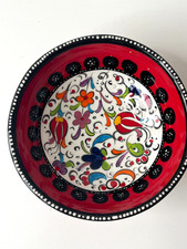 Vintage 12cm Hand painted Ceramic Turkish Bowl Ottoman Floral Designs Colour