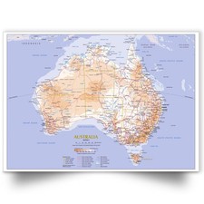Map of Australia Education Map Poster Print A5 A4 A3 A2 A1 Geography Print