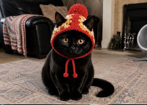 Handmade crochet cat hat with - crochet,