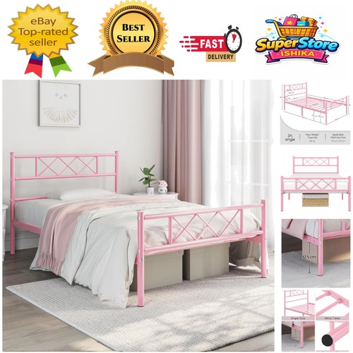Minimalist 3ft pink metal bed - minimalist,