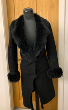 Harrods real sheepskin fur shearling waterfall coat jacket Toscana S UK8-10 US6