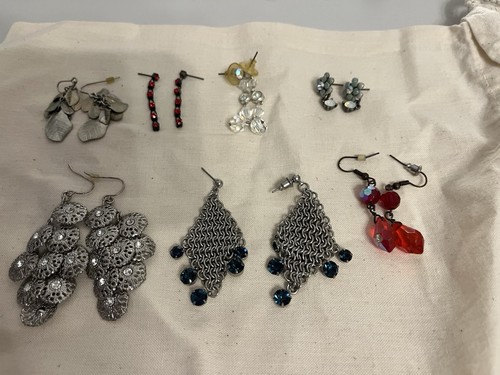 Seven pair dangly - of, earrings