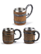 Wooden Barrel Beer Tankard Mug